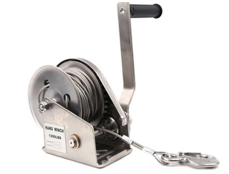 Hand cranked winch